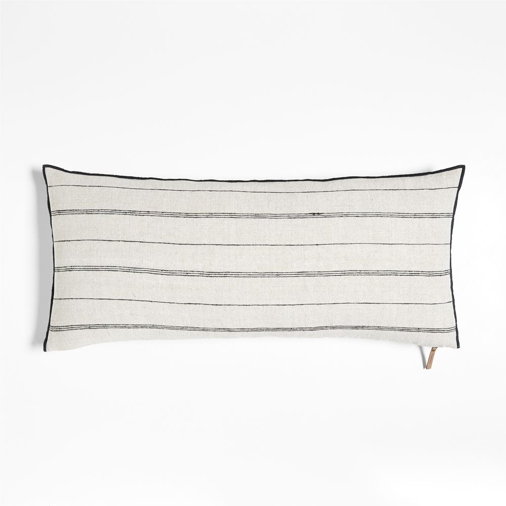 Chatou Organic Cotton Arctic Ivory Stripe 36"x16" Throw Pillow