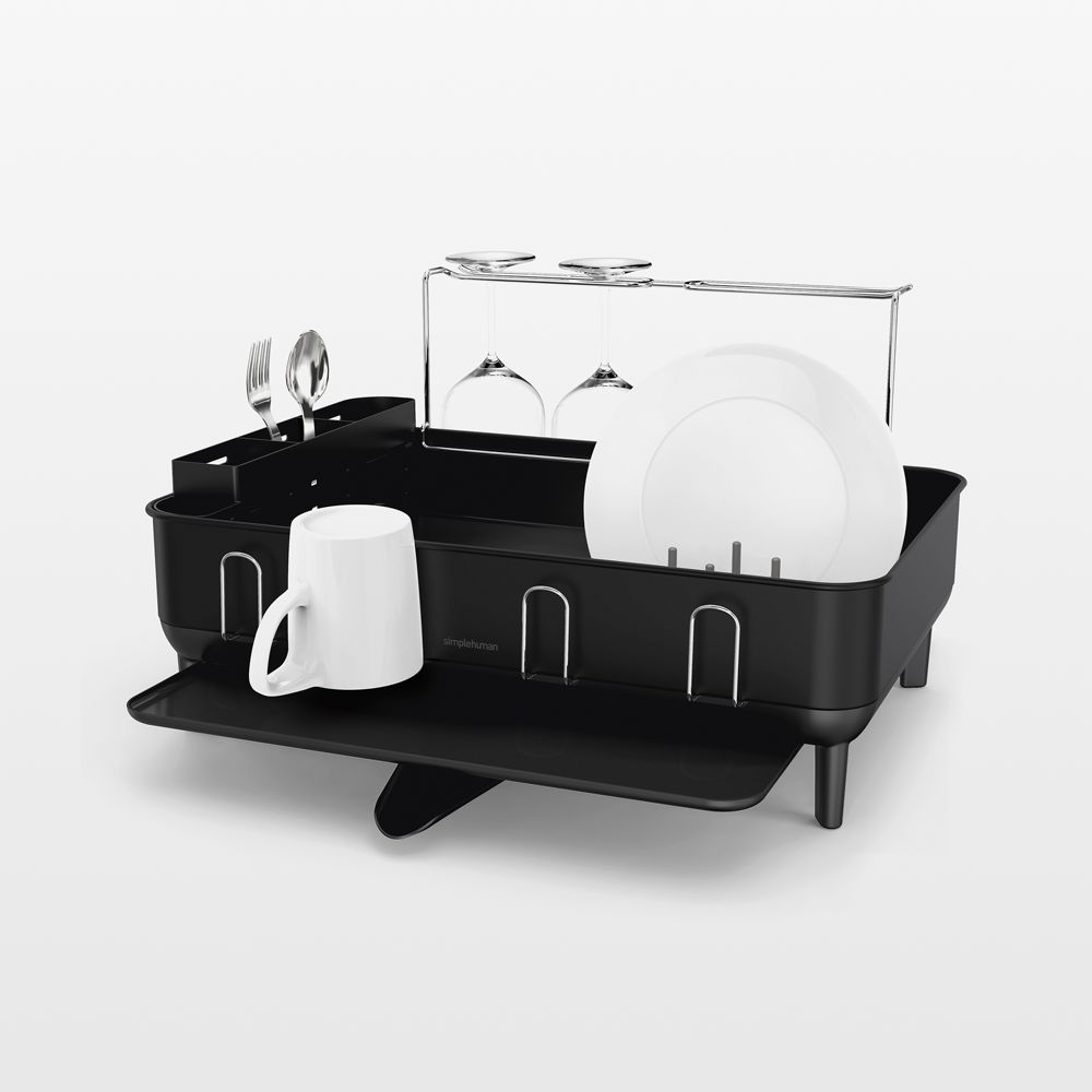 Simplehuman Kitchen Dish Drying Rack, Matte Black Steel