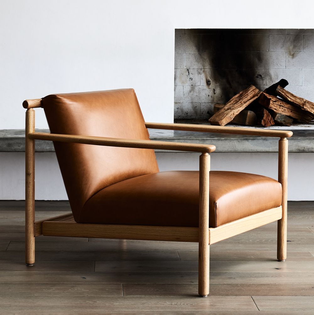 Ojai Wood and Leather Accent Chair