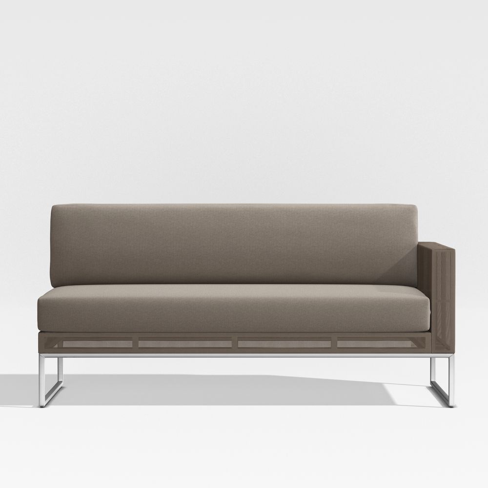 Dune Taupe Right Arm Loveseat with Sunbrella Cushions