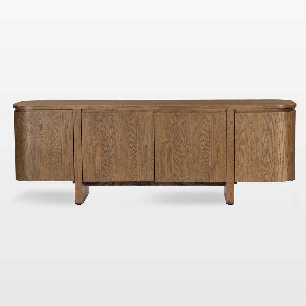 Elle Natural Oak Wood Storage Media Console (74"-92")