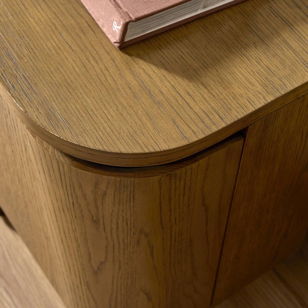 Alternative view of Elle Natural Oak Wood Storage Media Console (74"-92")