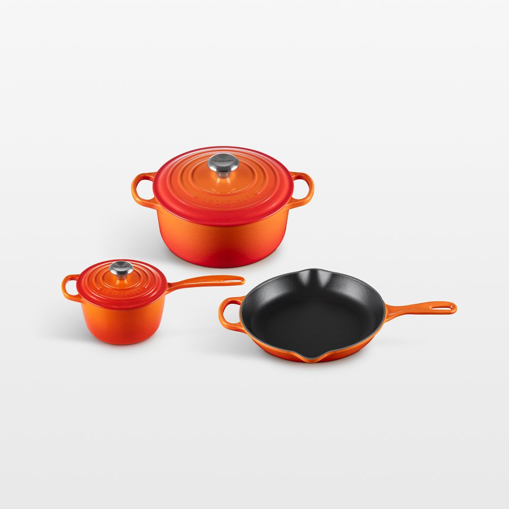 Le Creuset Signature Flame Enameled Cast Iron 5-Piece Cookware Set