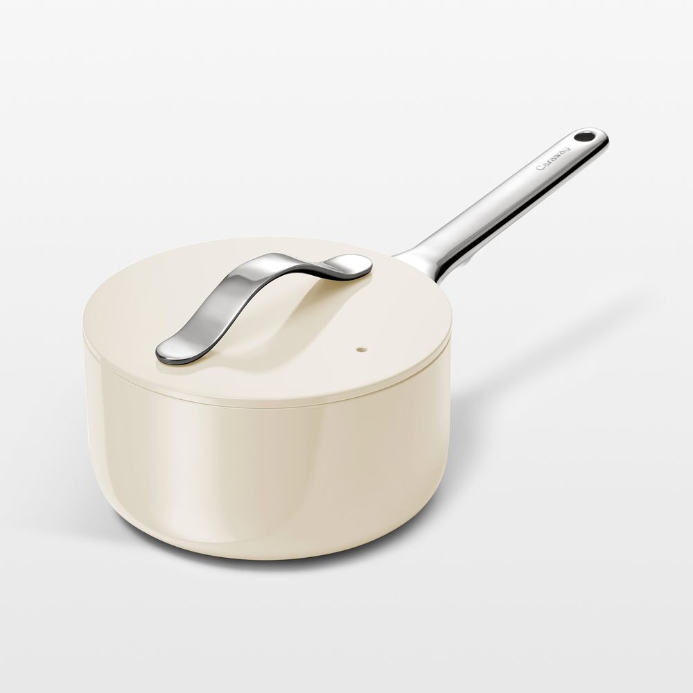 Caraway Cream 1.75-Qt. Ceramic Nonstick Mini Saucepan