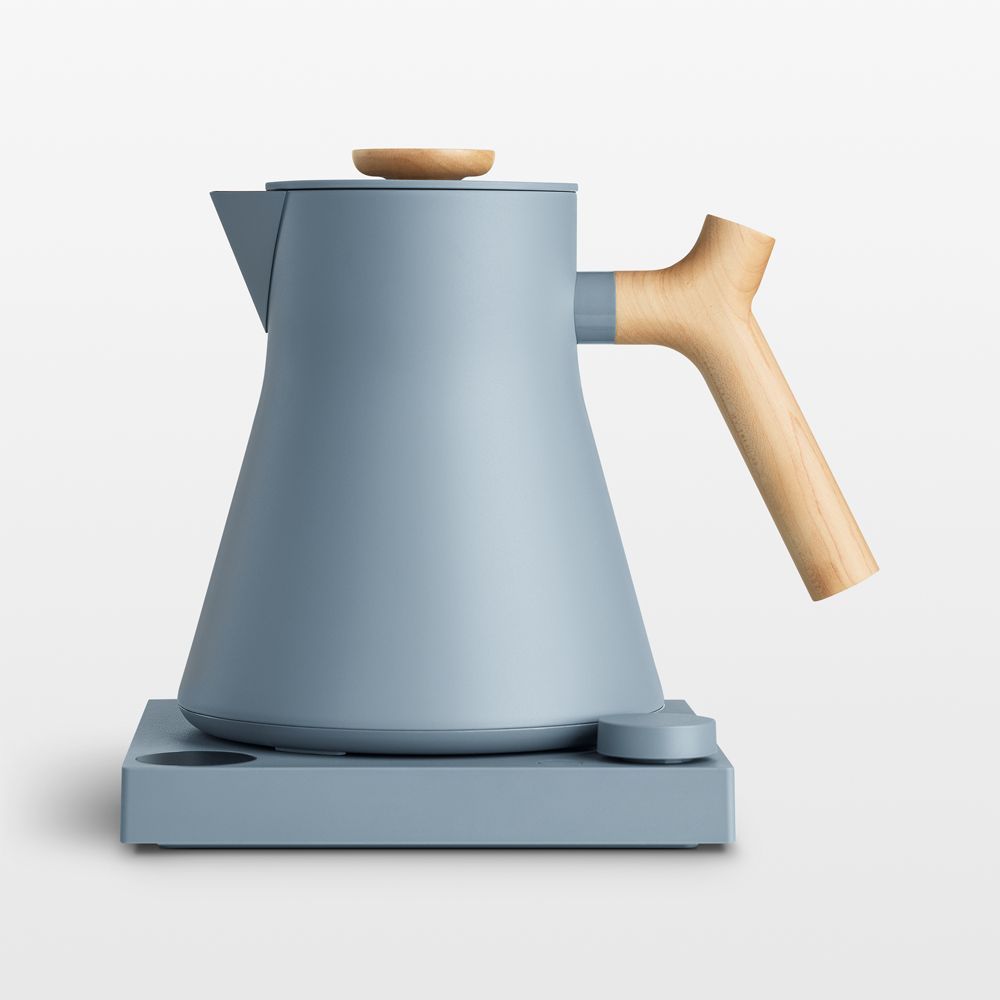 Fellow Corvo EKG Pro Electric Tea Kettle in Hazy Blue with Maple Accents