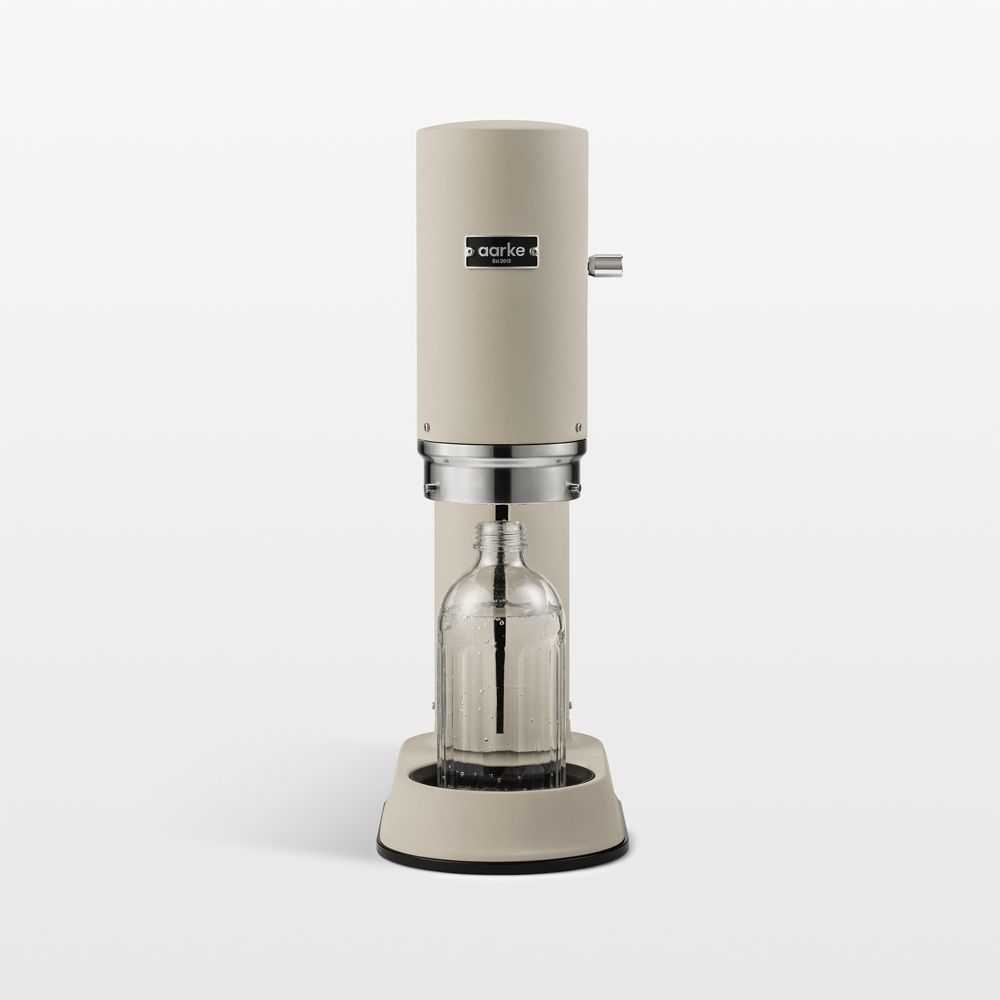 Aarke Carbonator Pro Matte Sand Sparkling Water Maker with Glass Bottle