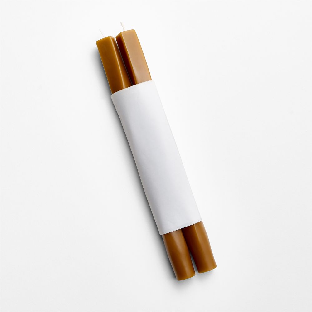 10" Ochre Square Twisted Tapers, Set of 2