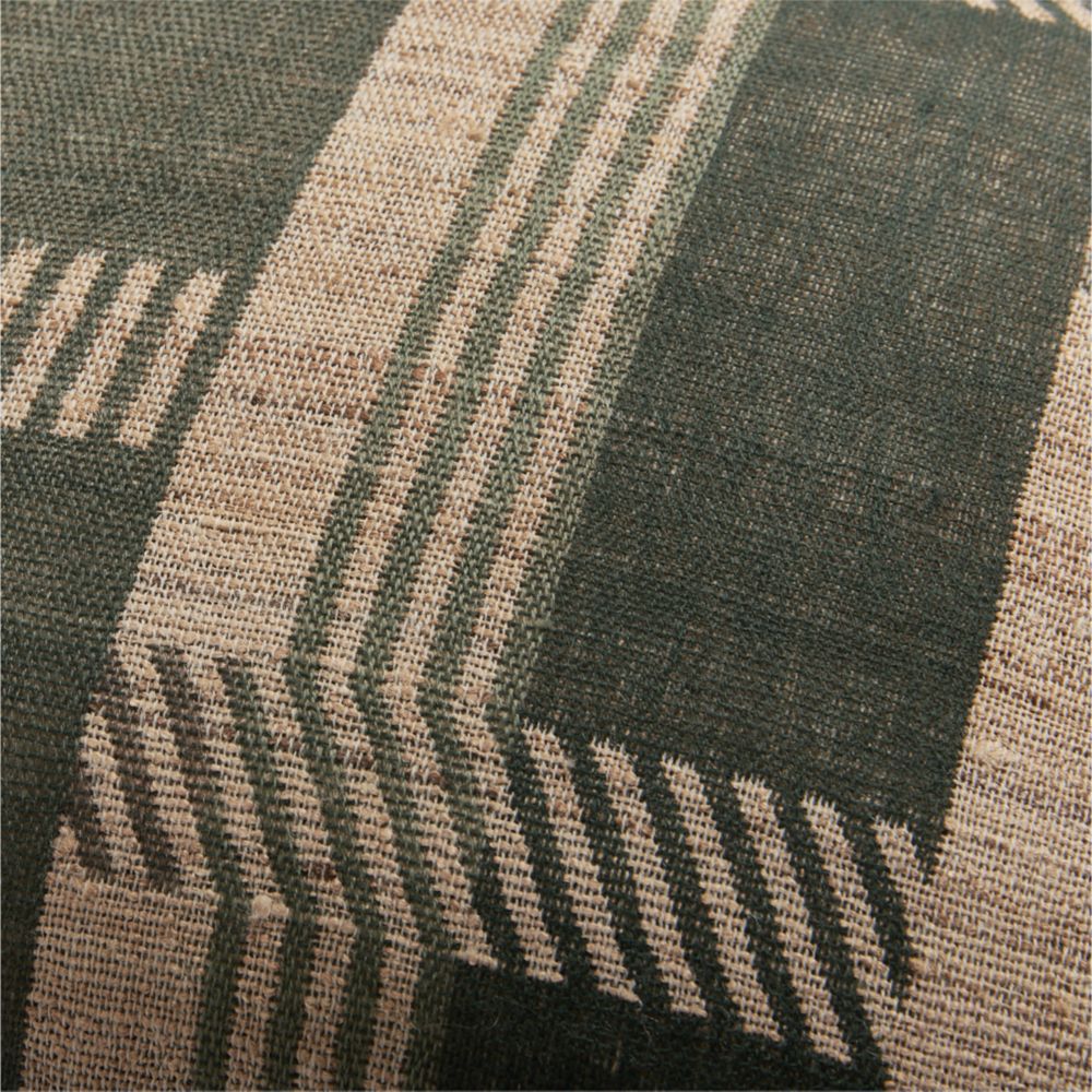 Alternative view of Etta Silk Wool Blend 22"x15" Burnt Green Multi Throw Pillow