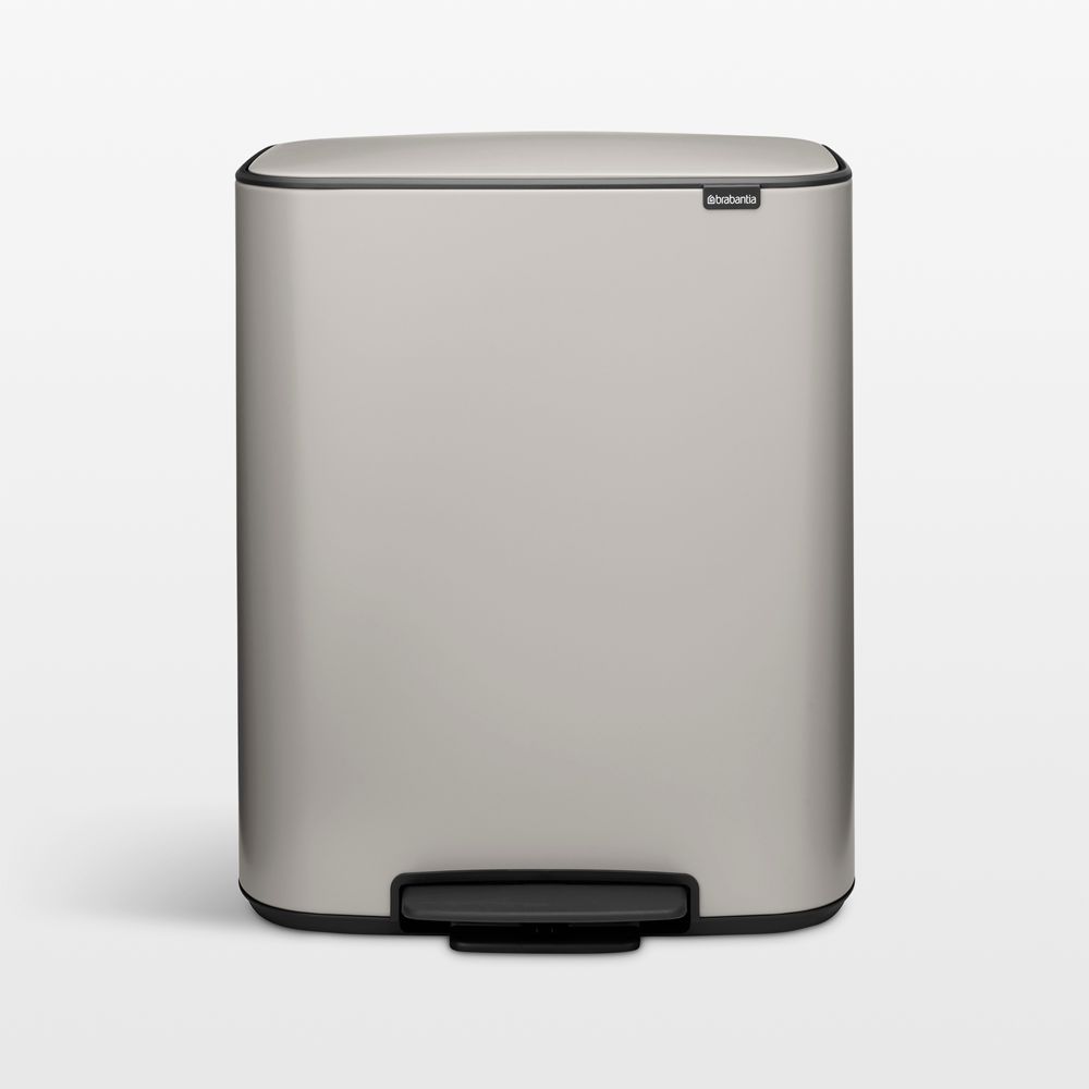 Brabantia Bo Step On Dual Compartment Recycling Trash Can, 2 x 8 Gallon (2 x 30 Liter) Soft Gray