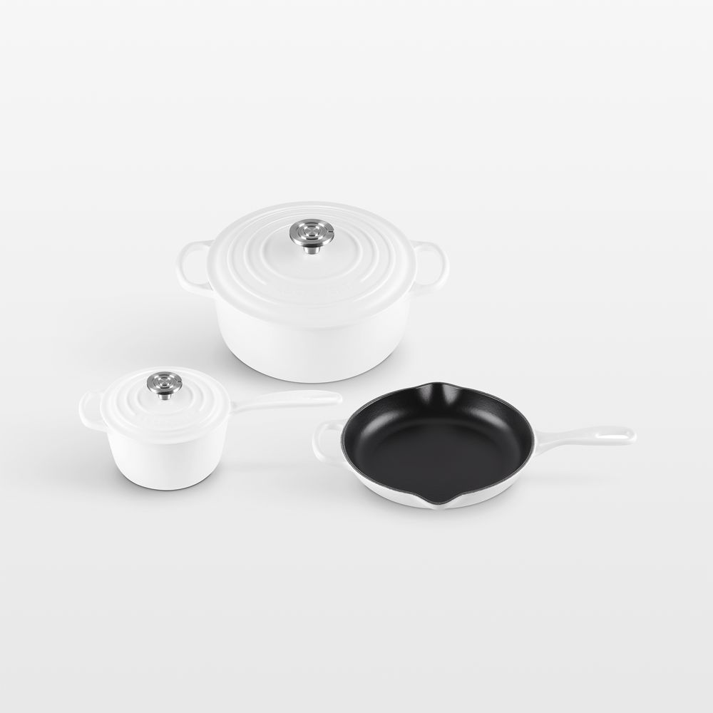 Le Creuset Signature White Enameled Cast Iron 5-Piece Cookware Set