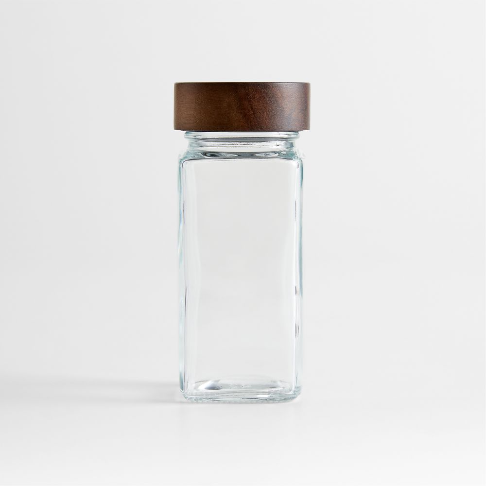 Crate & Barrel Spice Jar with Acacia Lid