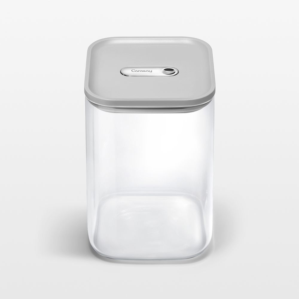 Caraway Grey Airtight 4.3-Qt. Large Glass Food Storage Container with Plastic and Silicone Lids