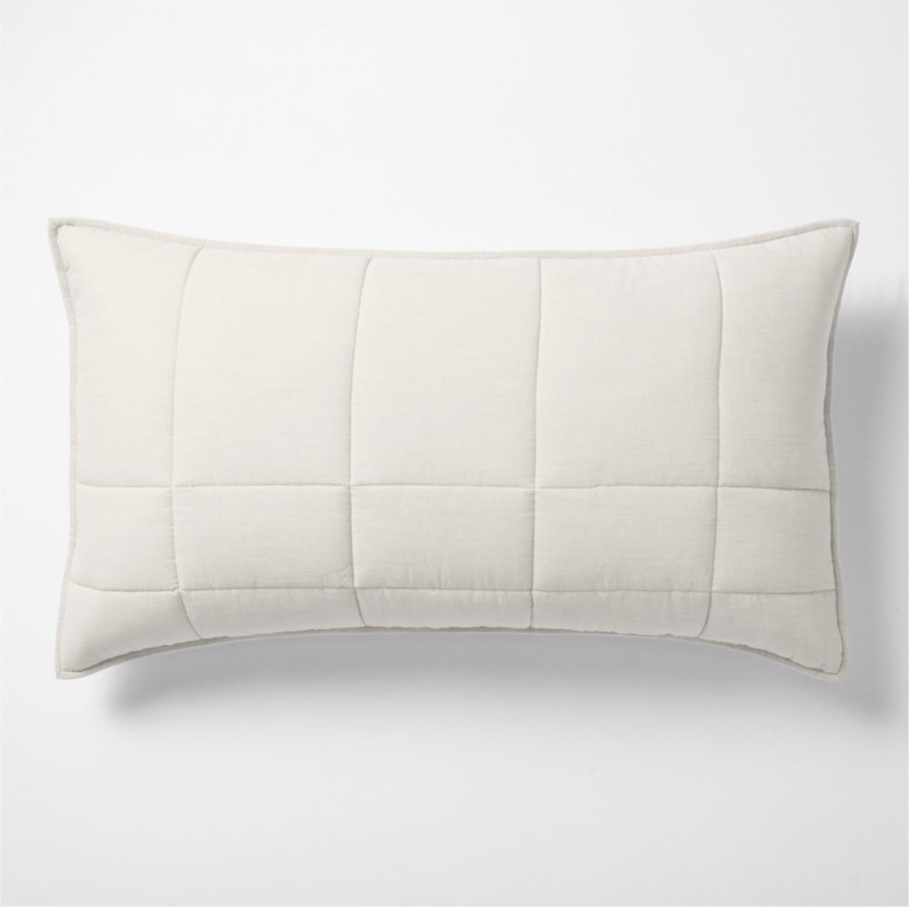Organic Cotton Heathered Grey Grid Bed Pillow Sham