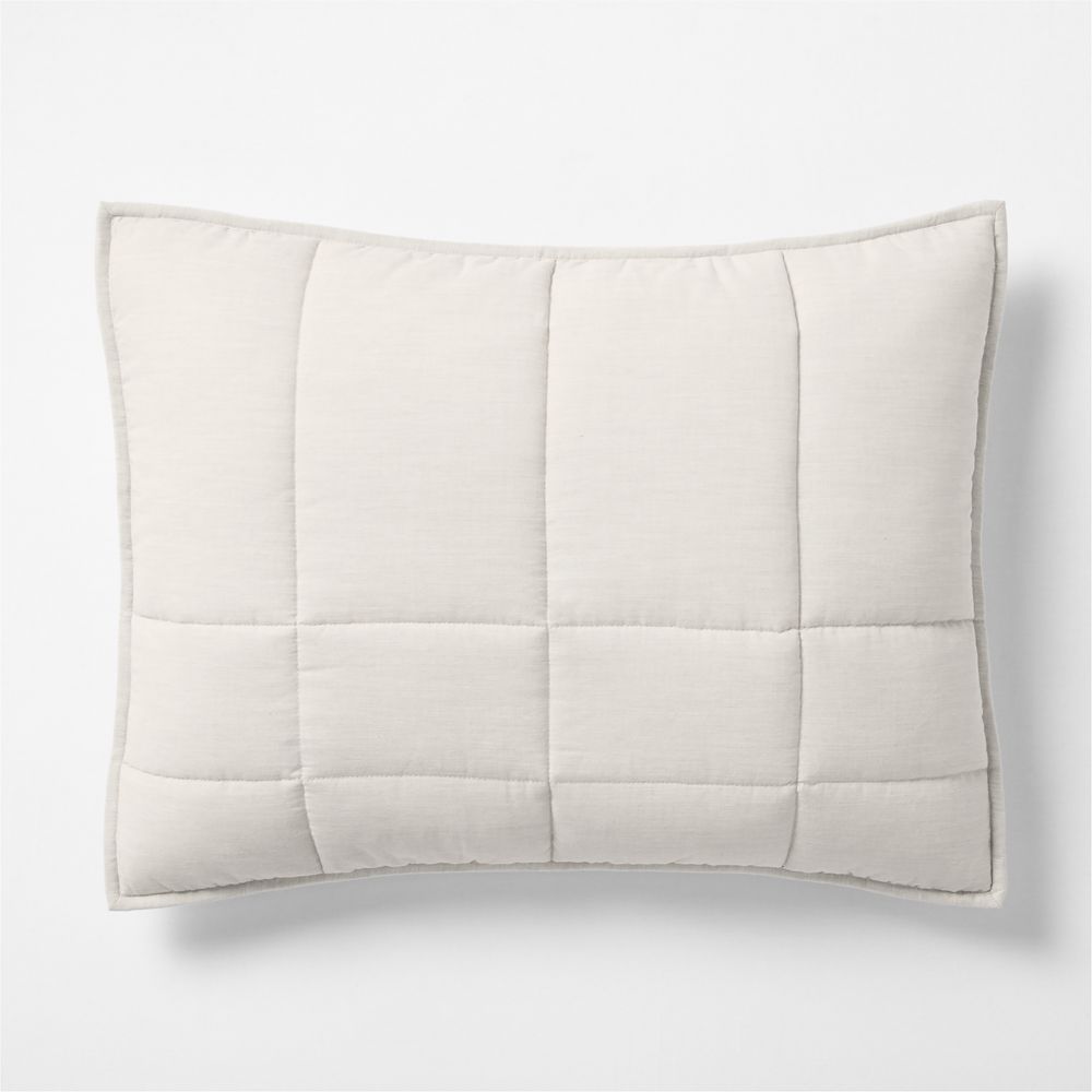 Organic Cotton Heathered Grey Grid Bed Pillow Sham- Image 3