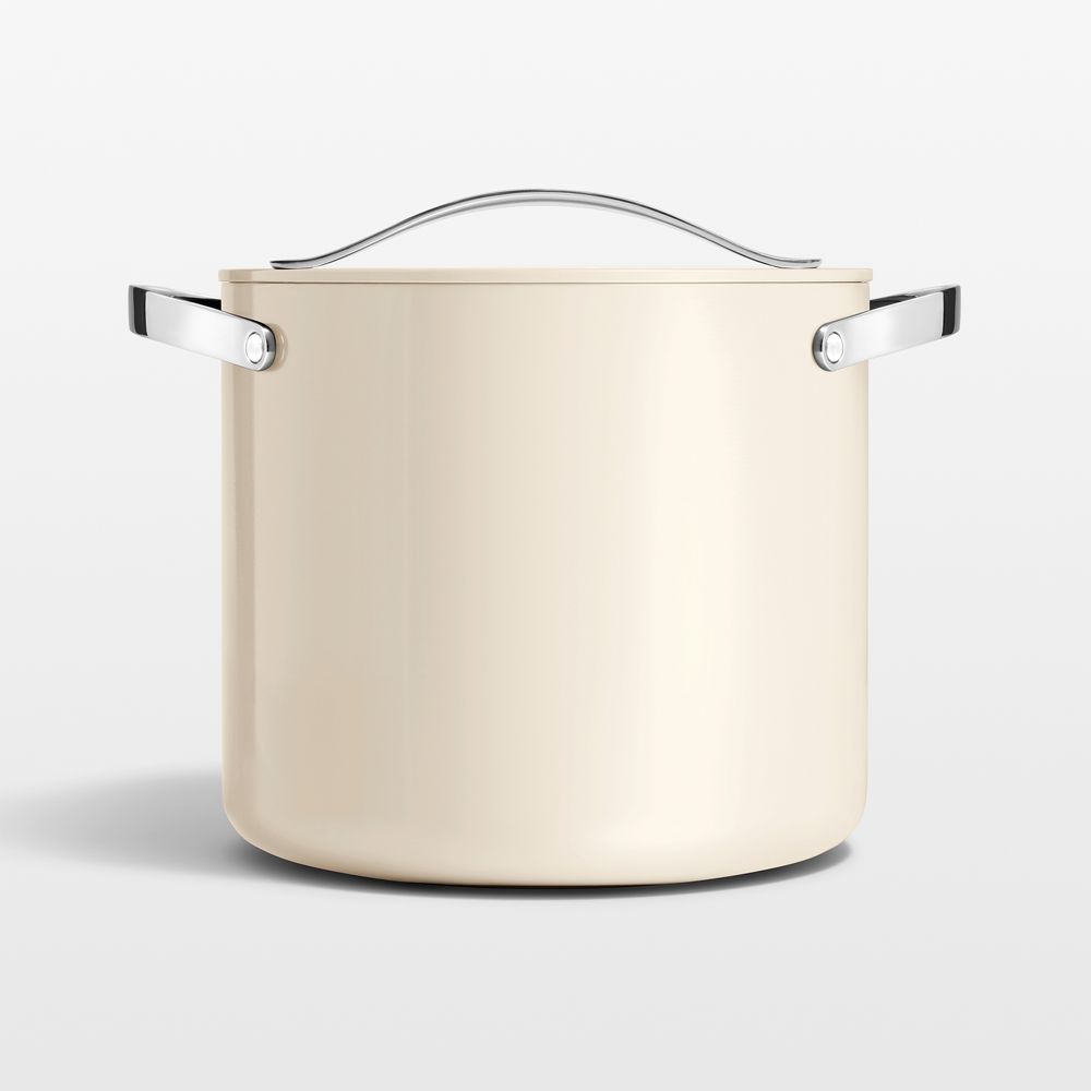 Caraway Cookware Plus Cream Ceramic 12-Qt. Stock Pot with Lid