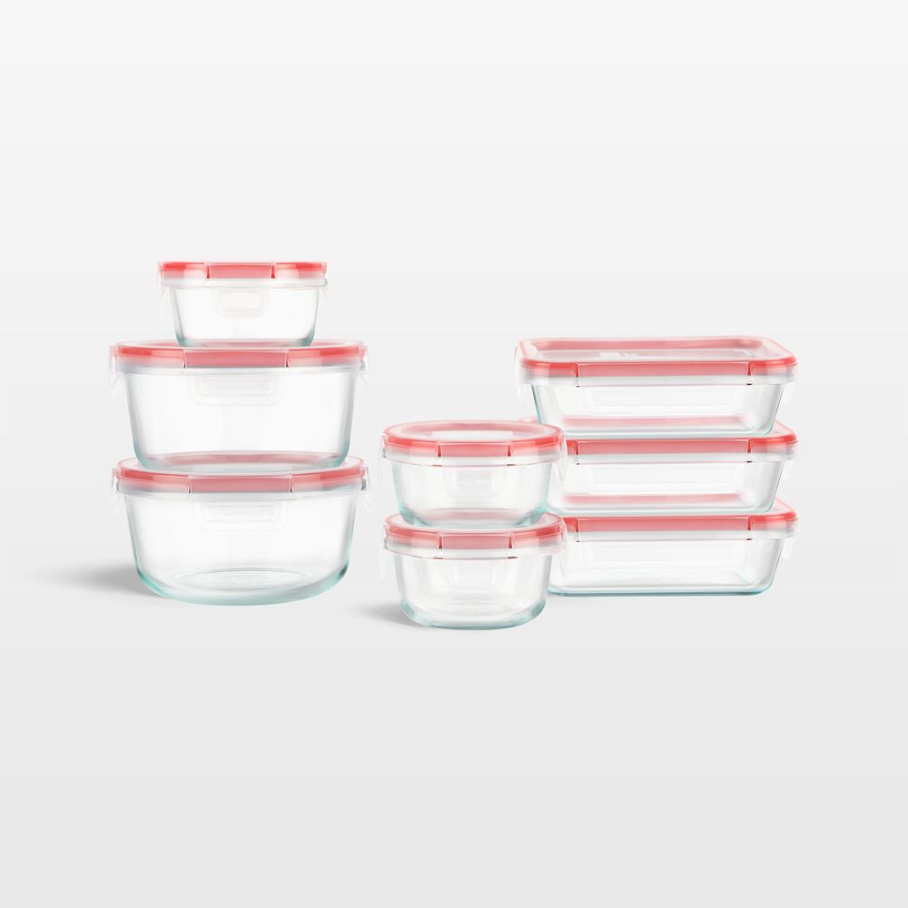 Pyrex Freshlock 16-Piece Glass Food Storage Set with Plastic Lids