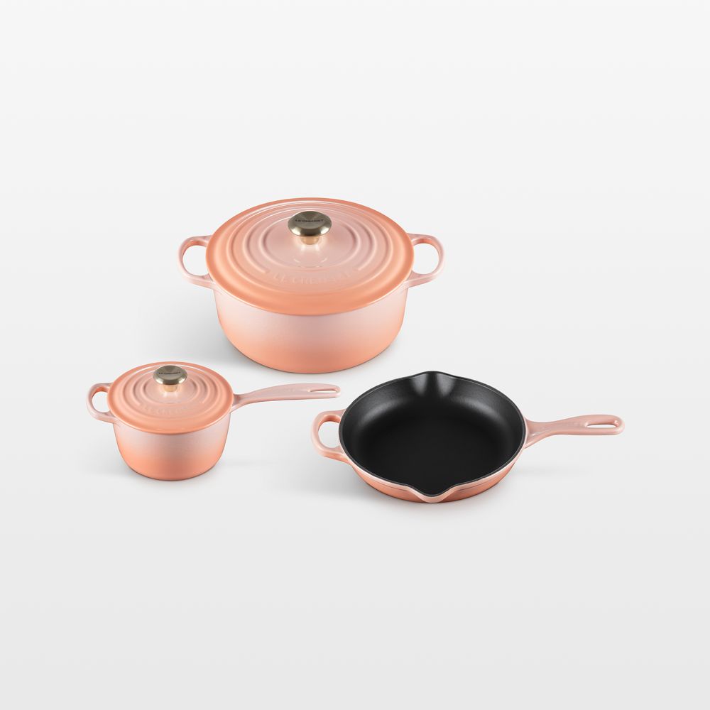 Le Creuset Signature Peche Enameled Cast Iron 5-Piece Cookware Set