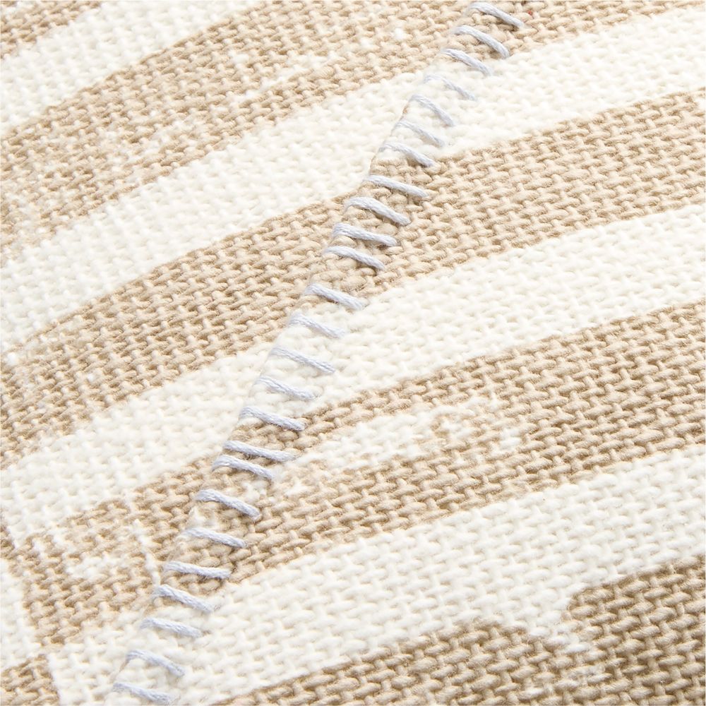 Alternative view of Clare Mudcloth Stripe 20"x20" Warm Sand Beige Throw Pillow
