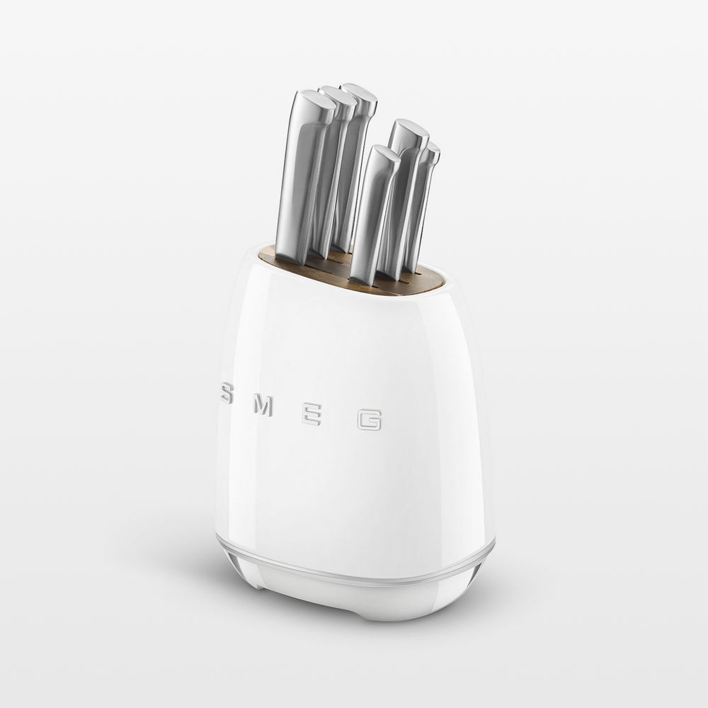 SMEG White 7-Piece Knife Block Set