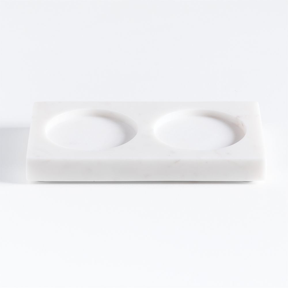 White Kitchen Marble 2-Slot Sink Caddy