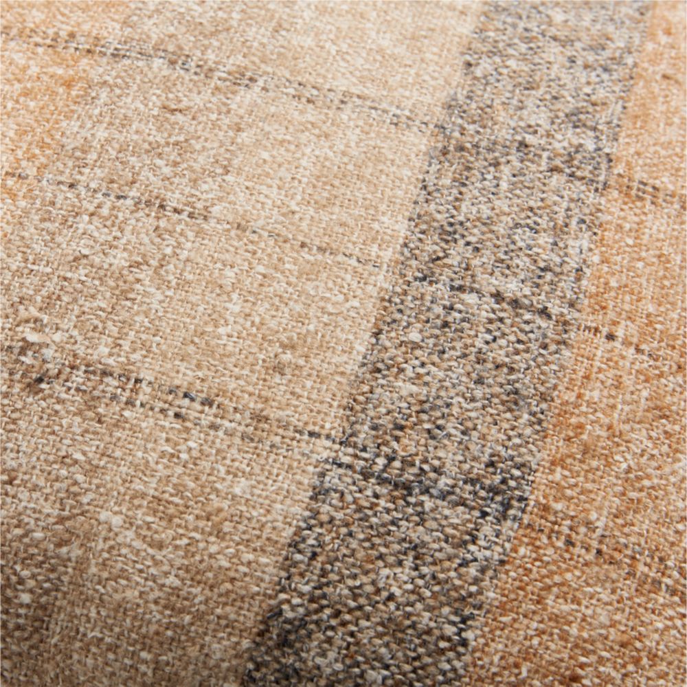 Alternative view of Agnes Woven Wool Blend Fringe Stripe 24"x16" Moroccan Ocher Throw Pillow