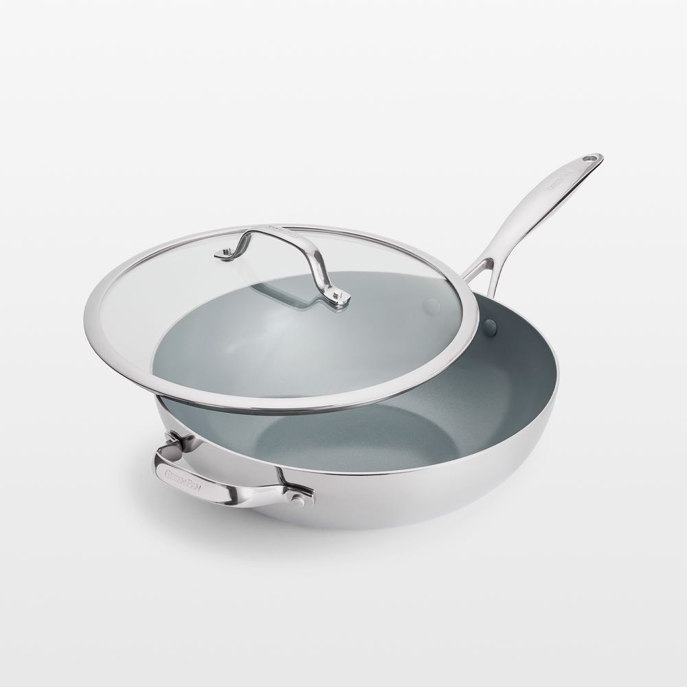 GreenPan Valencia Pro Stainless Steel 12" Wok with Lid & Helper Handle