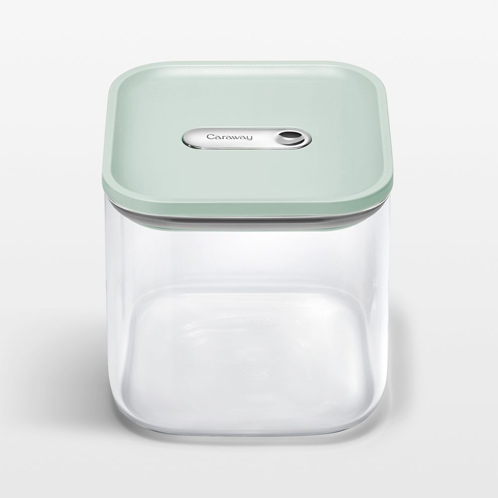 Caraway Mist Airtight 2.5-Qt. Medium Glass Food Storage Container with Plastic and Silicone Lids
