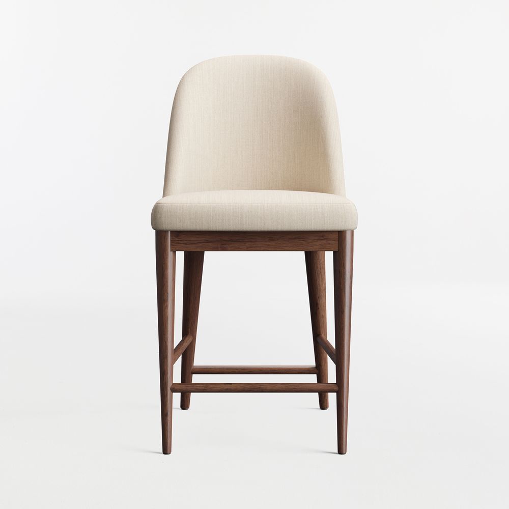 Nord Ivory Upholstered Brown Wood Counter Stool