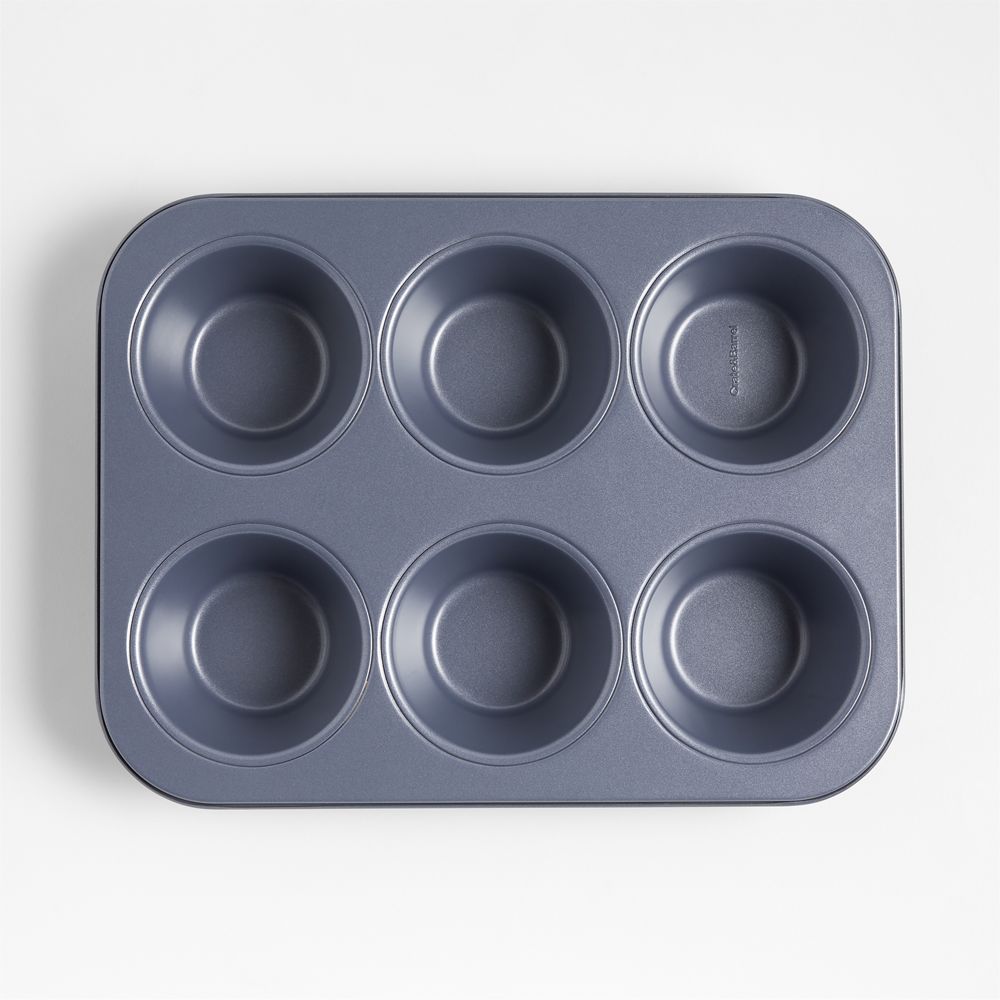 Crate & Barrel Slate Blue 6-Cup Silicone Nonstick Jumbo Muffin Pan