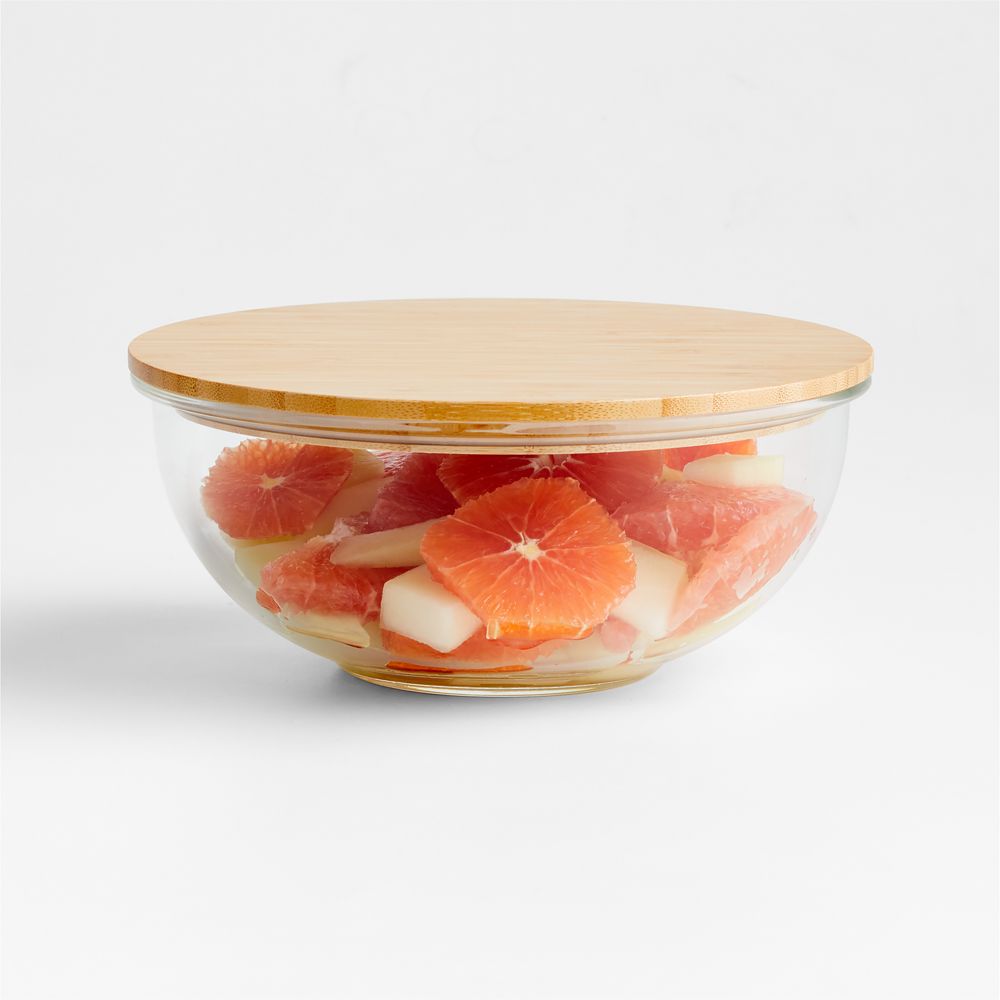 Crate & Barrel Bamboo and Glass Medium Bowl
