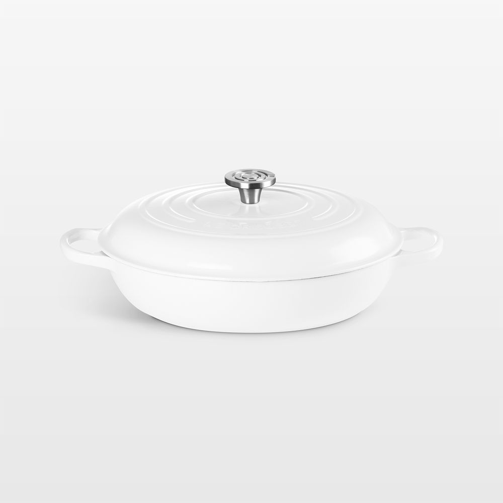 Le Creuset Signature 5-Qt. White Enameled Cast Iron Braiser