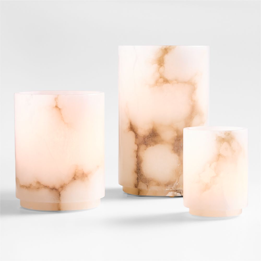 Alabaster Hurricane Pillar Candle Holders- Image 3