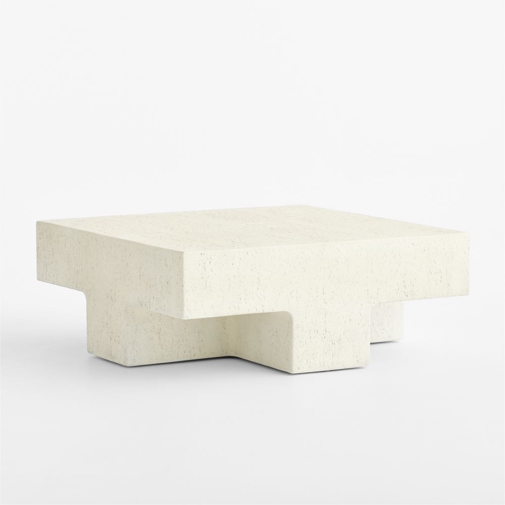 Tito Textured Faux Travertine 40" Square Coffee Table