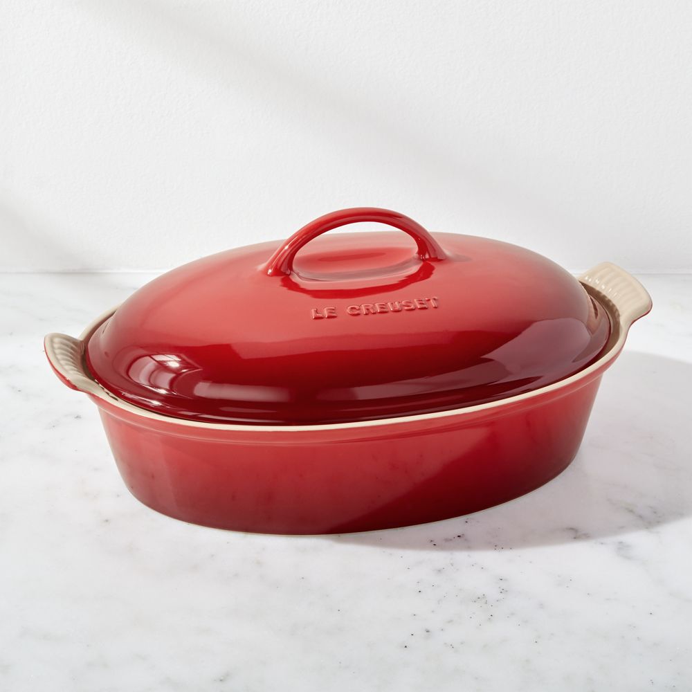 Le Creuset Cerise 4-Quart Heritage Covered Oval Casserole