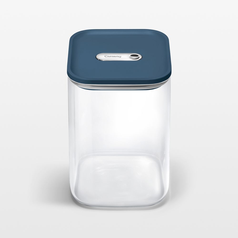 Caraway Navy Airtight 4.3-Qt. Large Glass Food Storage Container with Plastic and Silicone Lids