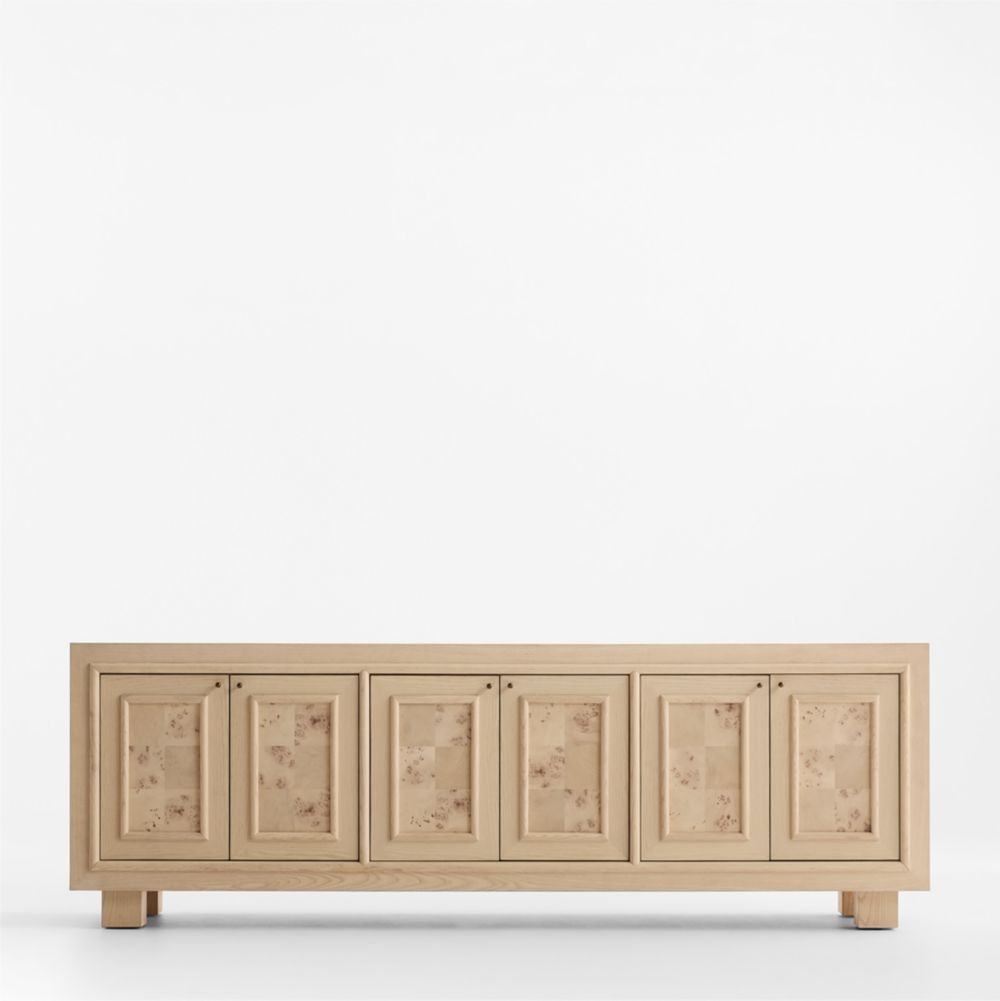 Cotswold 85" Natural Oak and Burl Storage Media Console