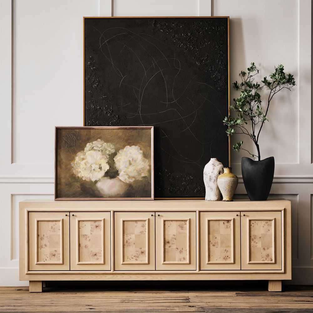 Alternative view of Cotswold 85" Natural Oak and Burl Storage Media Console