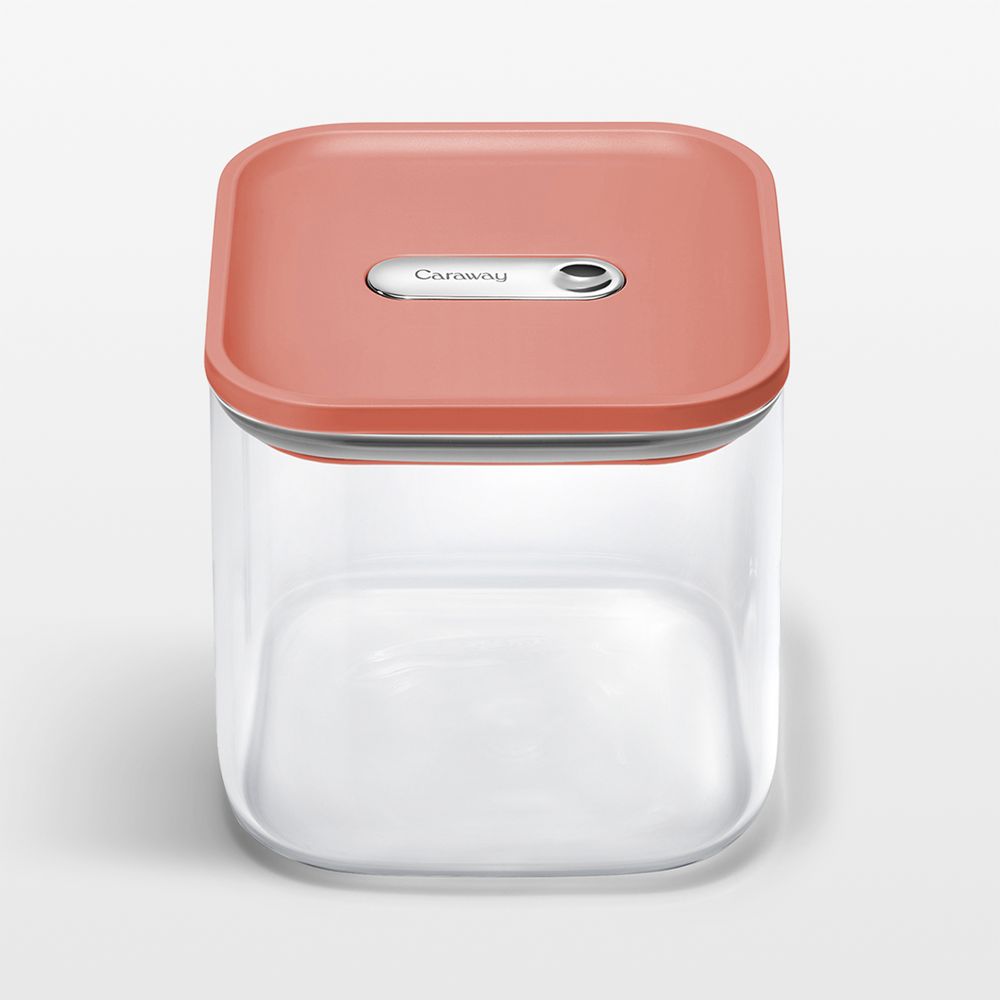 Caraway Perracotta Airtight 2.5-Qt. Medium Glass Food Storage Container with Plastic and Silicone Lids