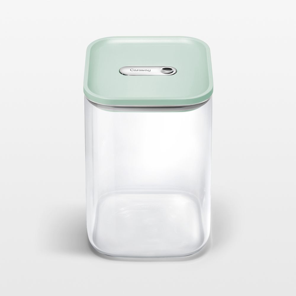 Caraway Mist Airtight 4.3-Qt. Large Glass Food Storage Container with Plastic and Silicone Lids