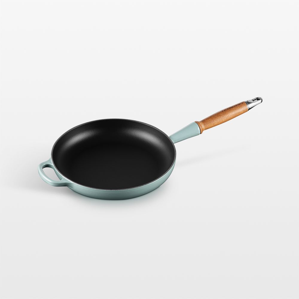Le Creuset Signature 10.25" Sea Salt Enameled Cast Iron Skillet with Wooden Handle