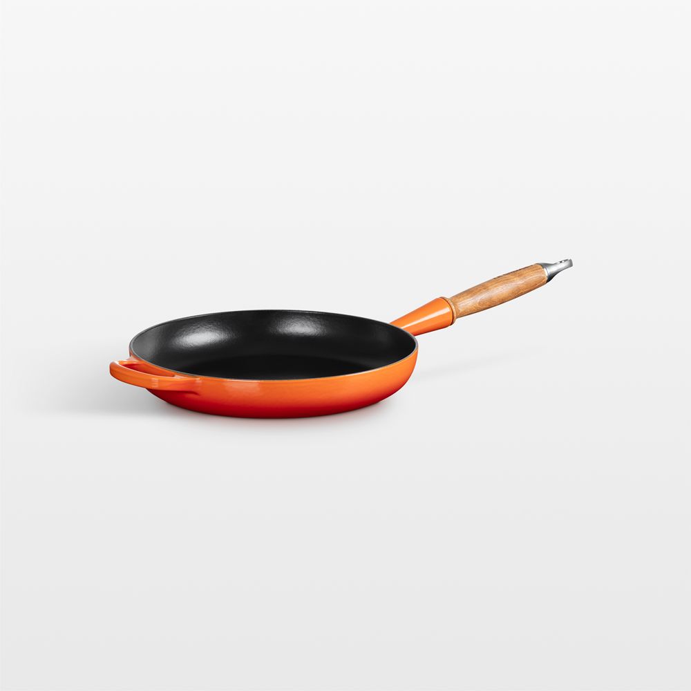 Le Creuset Signature 10.25" Flame Enameled Cast Iron Skillet with Wooden Handle