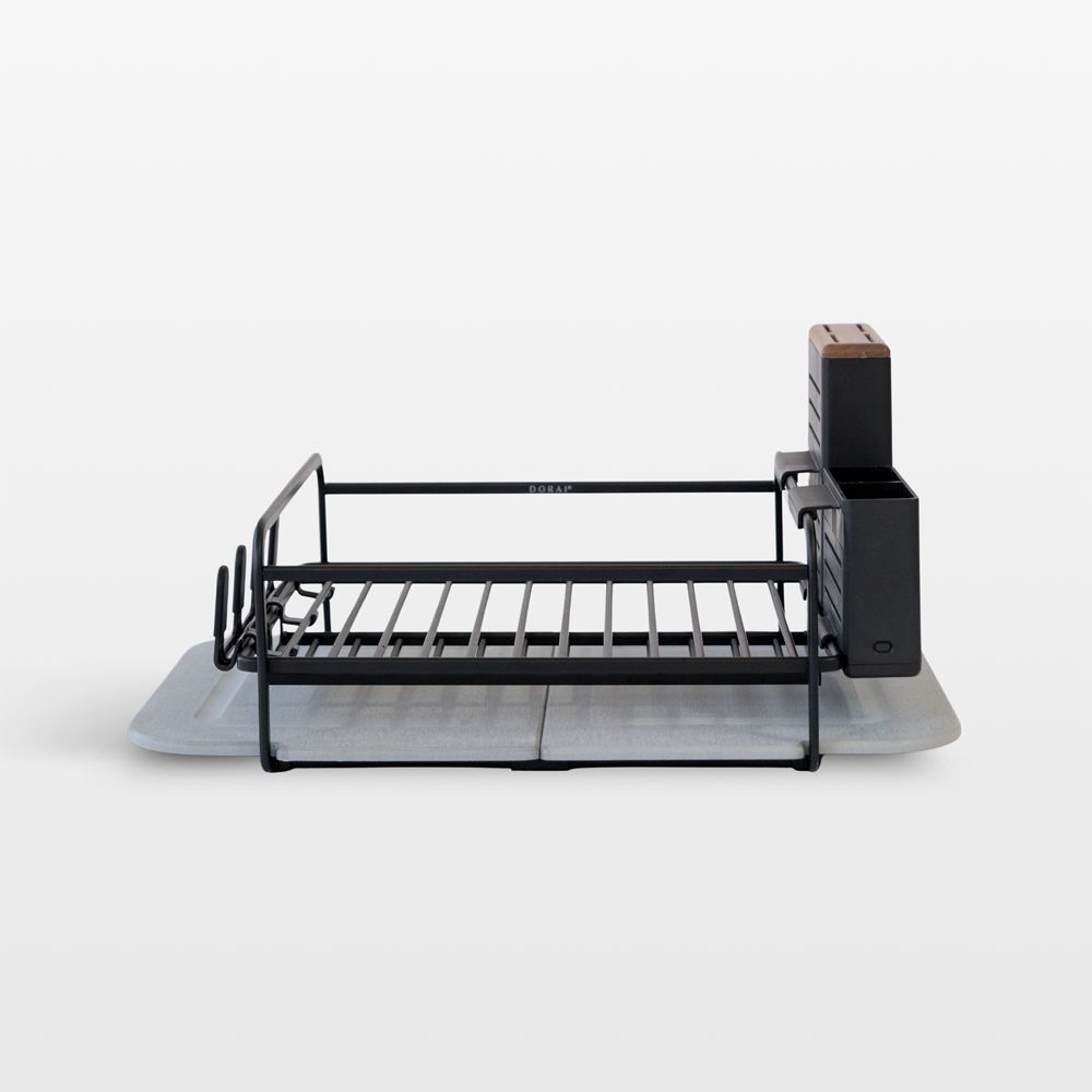 Dorai Home Dish Rack with Drying Stone in Basalt