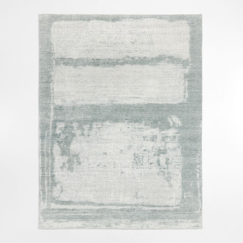 Milano Wool and Viscose Hand-Knotted Turquoise Blue Area Rug