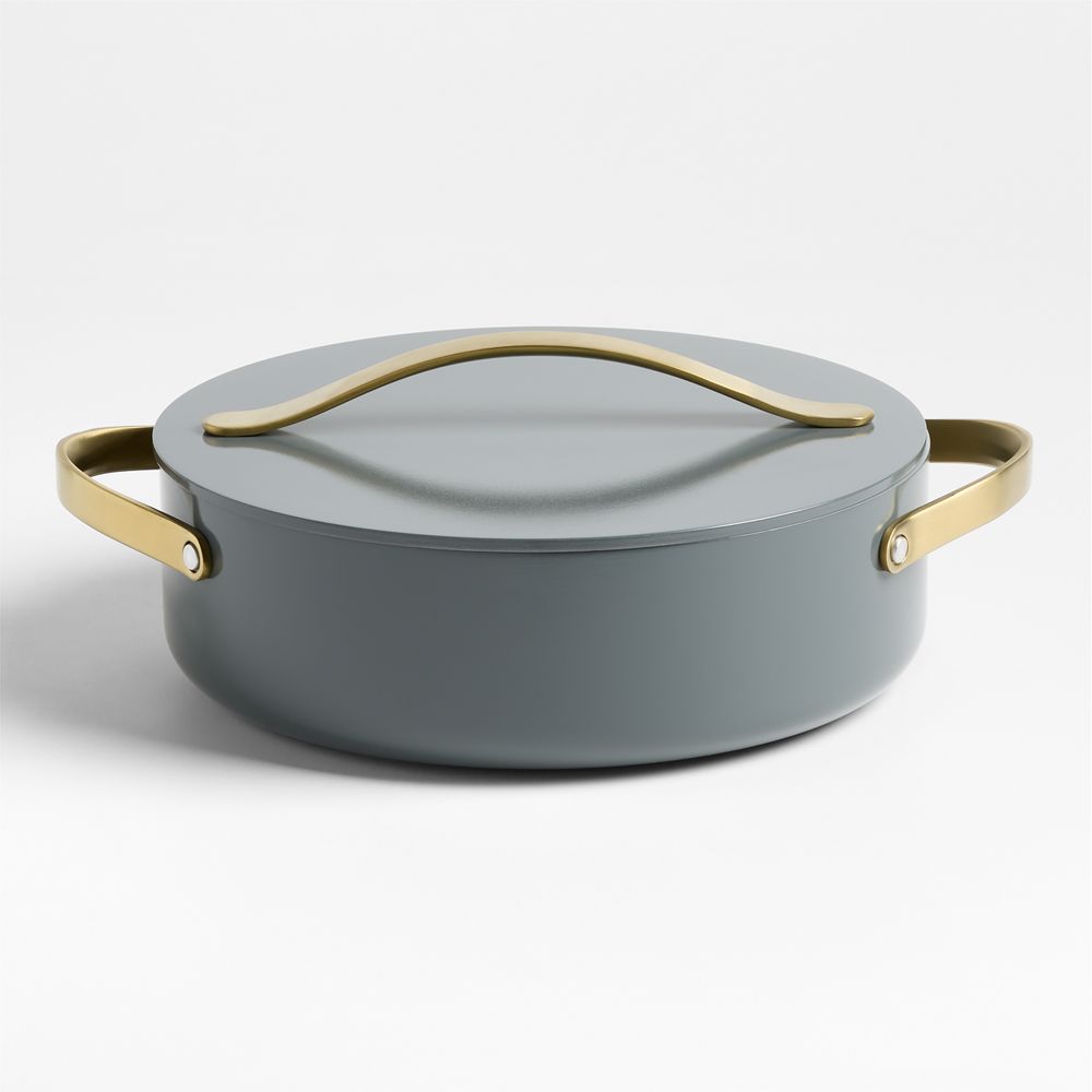 Caraway Cookware Plus 6-Qt. Graphite Ceramic Nonstick Rondeau Pan with Gold Hardware