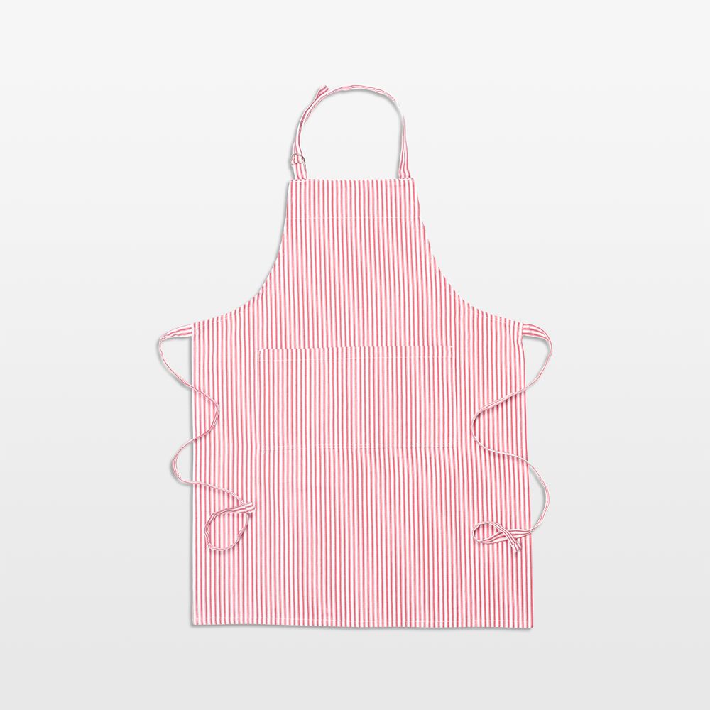Metro Stripe Cherry Red Cotton Apron