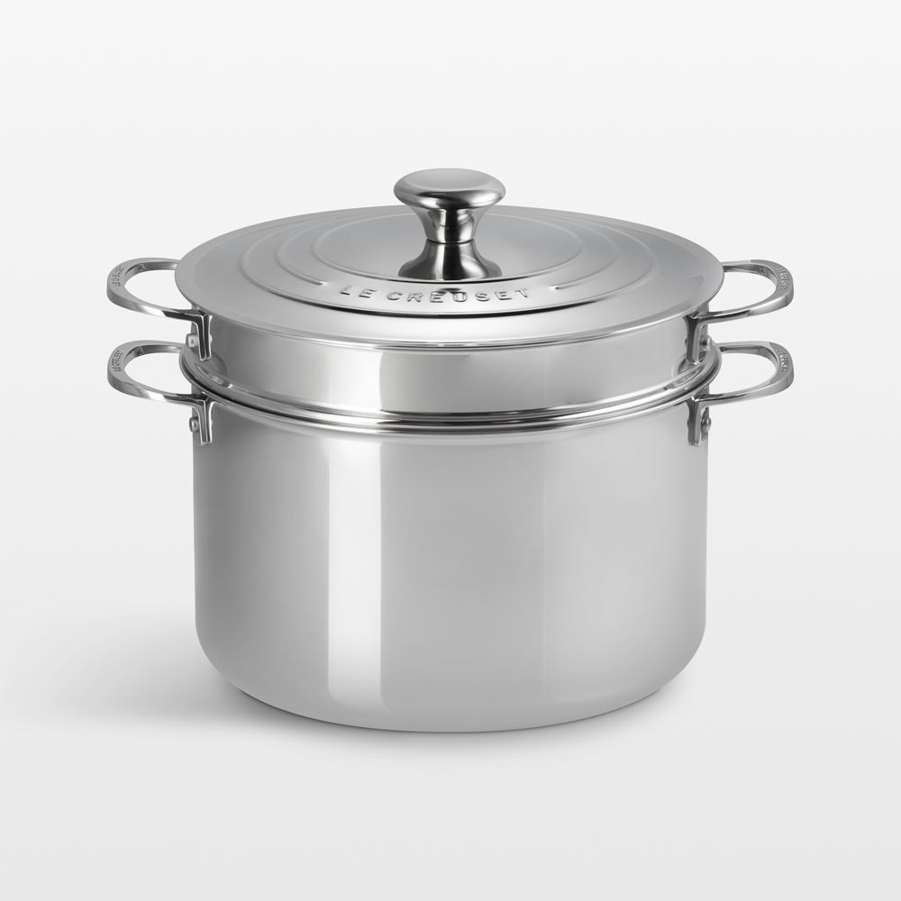 Le Creuset Signature Stainless Steel 9-Qt. Stock Pot with Lid and Deep Colander