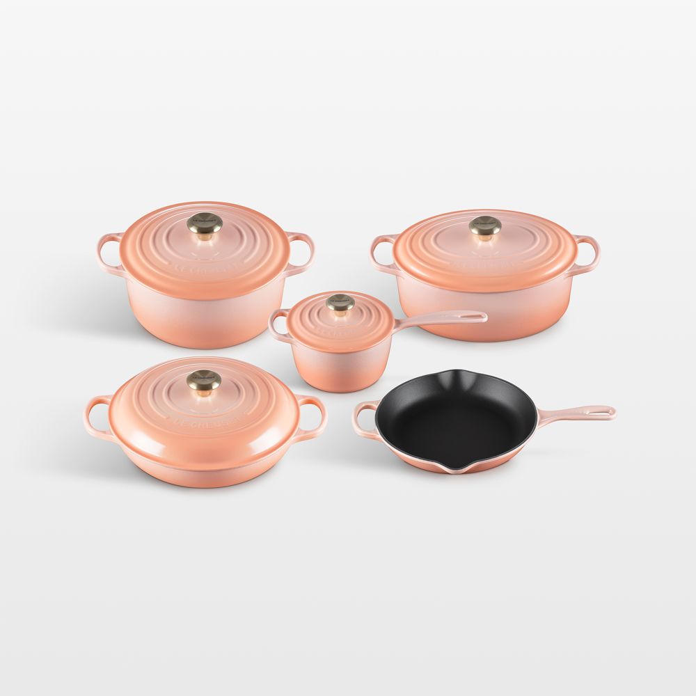 Le Creuset Signature Peche Enameled Cast Iron 9-Piece Cookware Set
