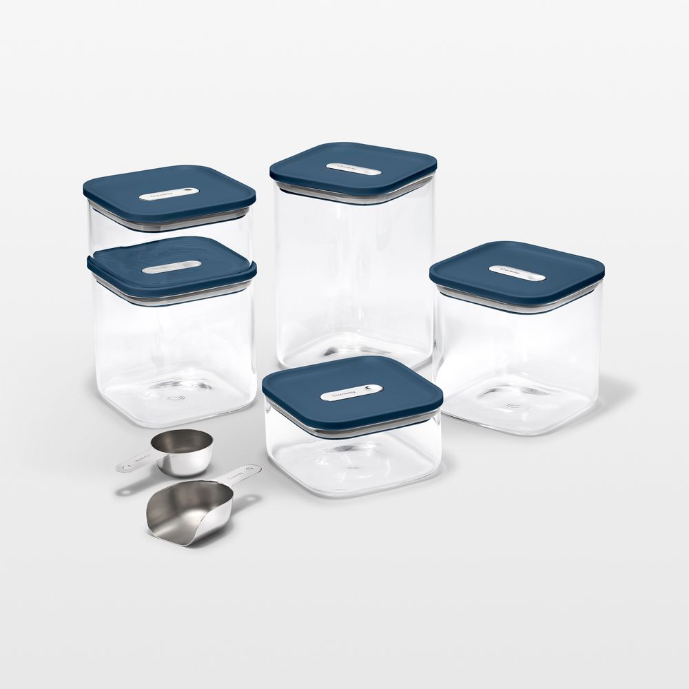 Caraway Navy 13-Piece Airtight Glass Food Storage Container Set with Plastic and Silicone Lids
