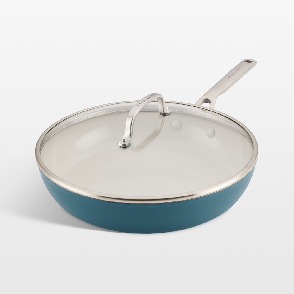 KitchenAid Agave Hard-Anodized Ceramic Nonstick Induction 12.5" Fry Pan with Lid