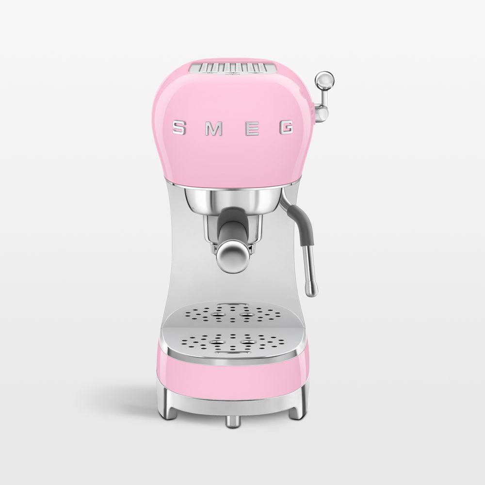 SMEG Pink Retro Manual Espresso Machine with Steam Wand